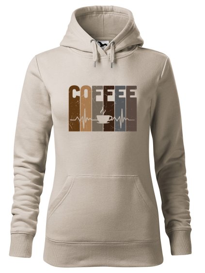 Dámská mikina s potiskem Tep srdce coffee