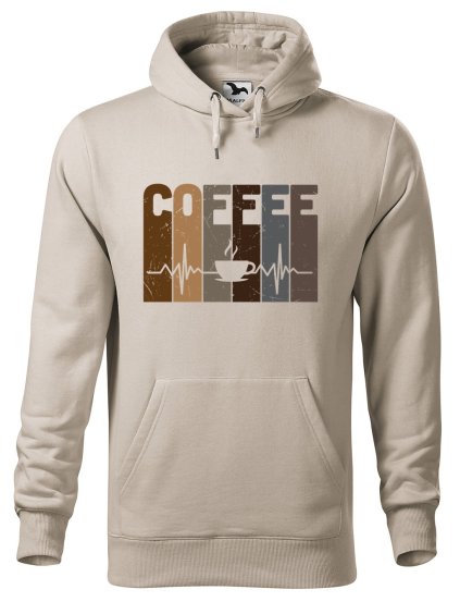 Pánská mikina s potiskem Tep srdce coffee