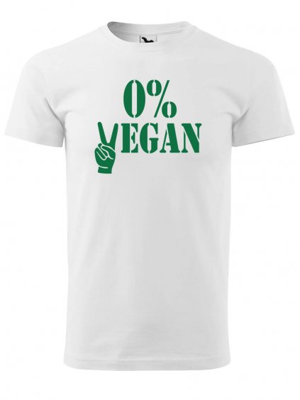 Pánské tričko s potiskem 0% VEGAN zelený potisk