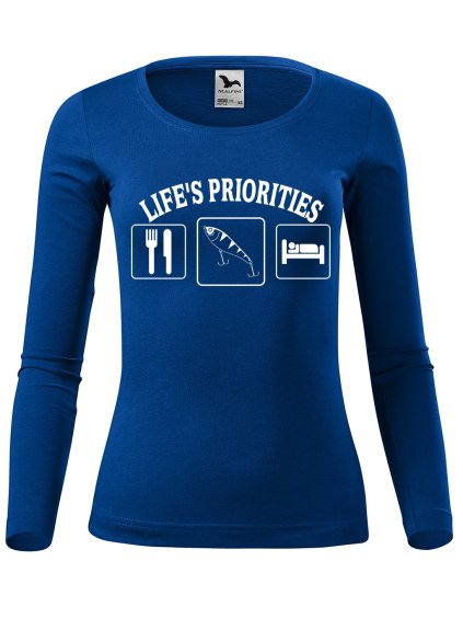 Dámské bavlněné triko Životní priority rybáře