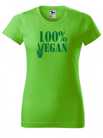 Dámské tričko 100% vegan zelený potisk