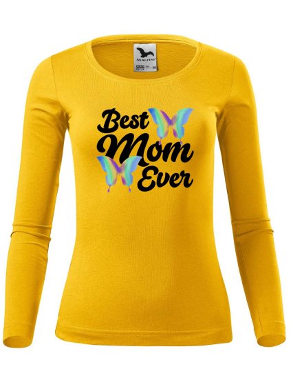 Dámské bavlněné triko Best mom motýlci