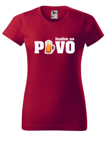 Dámské tričko s potiskem Jezdím na pivo