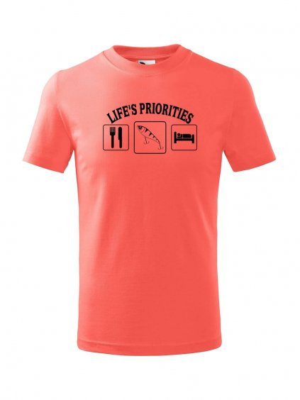 Dětské tričko s potiskem Životní priority rybáře