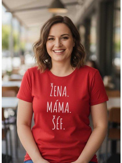 Dobrý triko dámské tričko žena máma šéf