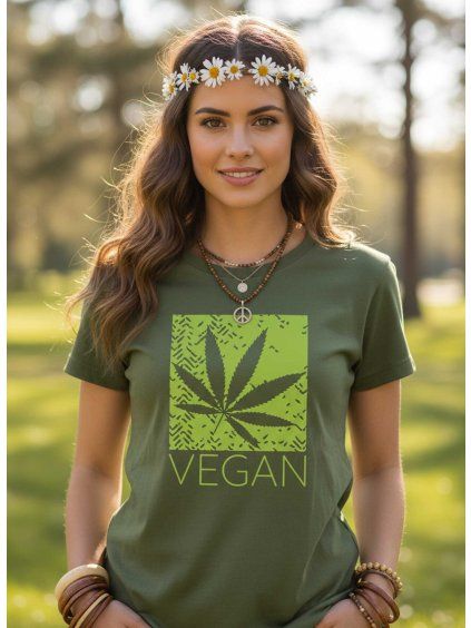 Dámské tričko vegan tráva