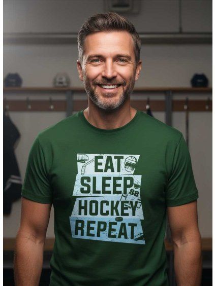 Dobrý triko pánské tričko eat sleep hockey