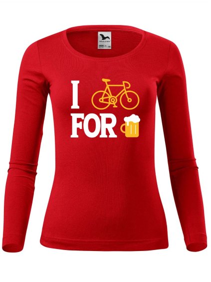 Dámské bavlněné triko For beer (Fit dámské dl. rukáv Černá, Velikost - všechny NOVÉ 2XL)