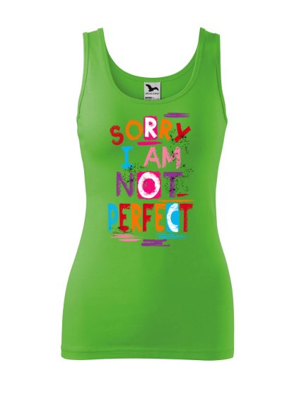 Dámské tílko s potiskem Not perfect (Velikost 2XL, Ženy vodácká tílka Apple green)