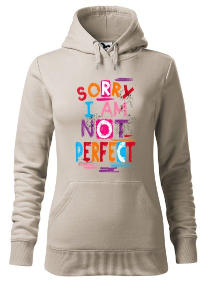 Dámská mikina s potiskem Not perfect (Barva mikiny dámské Bílá, Velikost dámské mikiny 2XL)