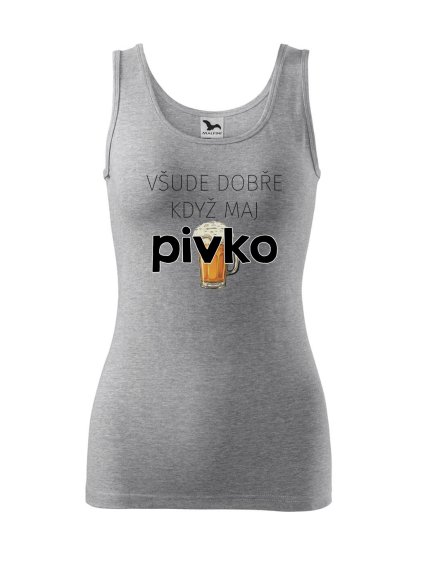 Dámské tílko s potiskem Všude dobře pivko (Velikost 2XL, Ženy vodácká tílka Apple green)