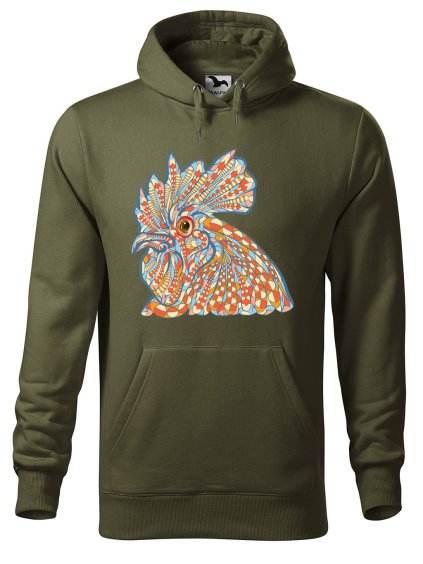 Pánská mikina s potiskem Hlava kohouta (Barva mikiny malfini pánské Bílá, Velikost pánské mikiny 2XL)