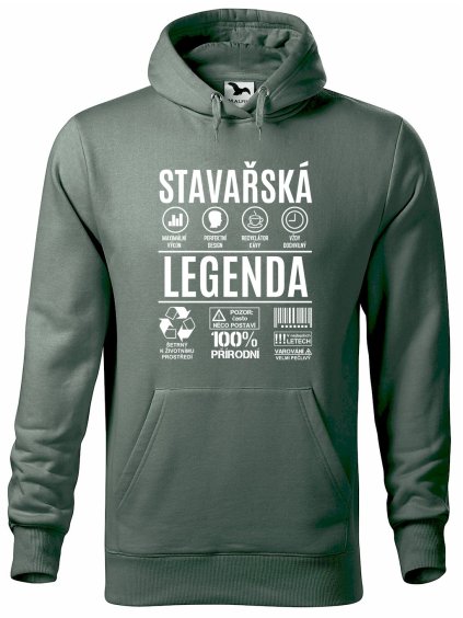 Pánská mikina s potiskem Stavařská legenda (Barva mikiny malfini pánské Bílá, Velikost pánské mikiny 2XL)