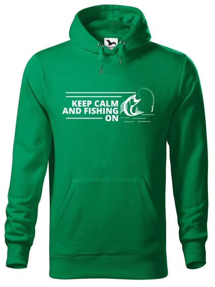 Pánská mikina s potiskem Keep calm fishing (Barva mikiny malfini pánské Bílá, Velikost pánské mikiny 2XL)