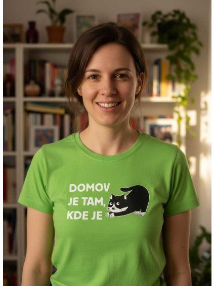 Dobrý triko dámské tričko domov kočka