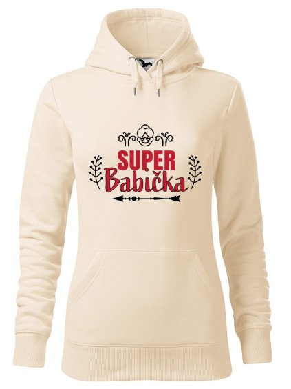 Dámská mikina s potiskem Super babička (Barva mikiny dámské Ocelově šedá, Velikost dámské mikiny XS)