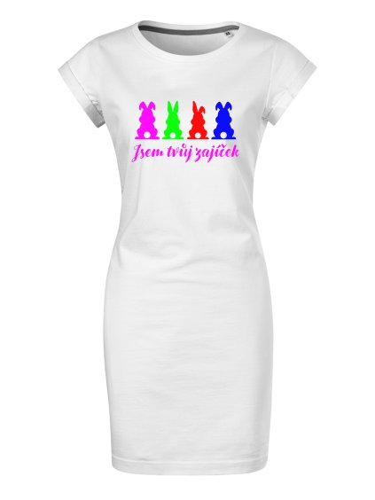 Bavlněné letní šaty Jsem tvůj zajíček (Velikost XL, Šaty freedom Tyrkysová)