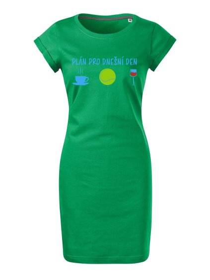 Bavlněné letní šaty Denní plán tenis (Velikost XL, Šaty freedom Středně zelená)