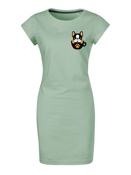 Bavlněné letní šaty Pejsek v šálku (Velikost XL, Šaty freedom Tyrkysová)