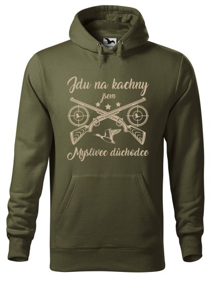 Pánská mikina s potiskem Myslivec důchodce (Barva mikiny malfini pánské Ocelově šedá, Velikost pánské mikiny XL)