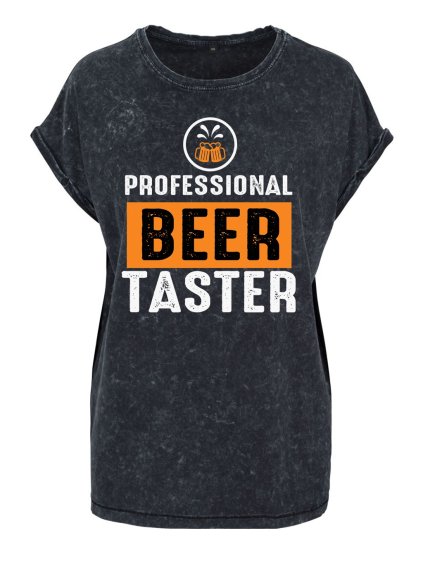 Dámské oversize tričko Beer taster (Barva trička Acid wash Tmavě šedá, Velikost trička XS)
