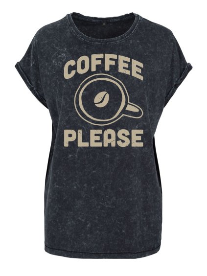 Dámské oversize tričko Coffee please (Barva trička Acid wash Tmavě šedá, Velikost trička XS)