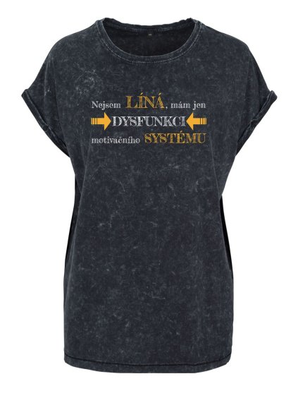 Dámské oversize tričko Dysfunkce (Barva trička Acid wash Tmavě šedá, Velikost trička XS)
