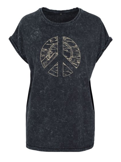 Dámské oversize tričko Hippies příroda (Barva trička Acid wash Tmavě šedá, Velikost trička XS)