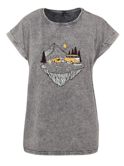 Dámské oversize tričko Klídek v přírodě (Barva trička Acid wash Tmavě šedá, Velikost trička XS)