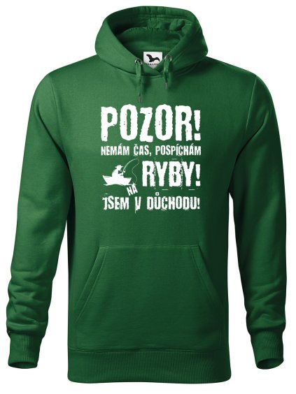 Pánská mikina s potiskem Důchdoce ryby (Barva mikiny malfini pánské Ocelově šedá, Velikost pánské mikiny XL)