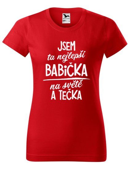 Dobrý triko dámské tričko basic s potiskem červená