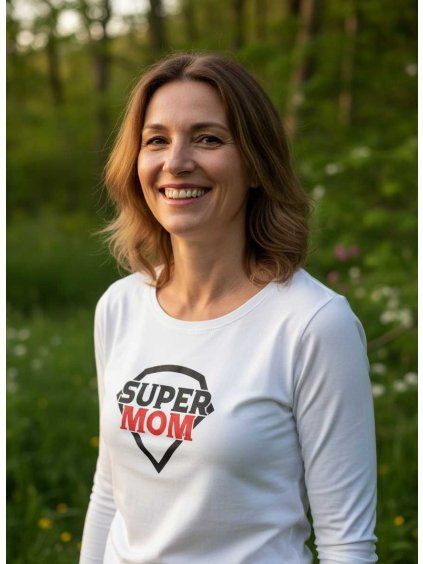 Dobrý triko dámské tričko s dlouhým rukávem super mom