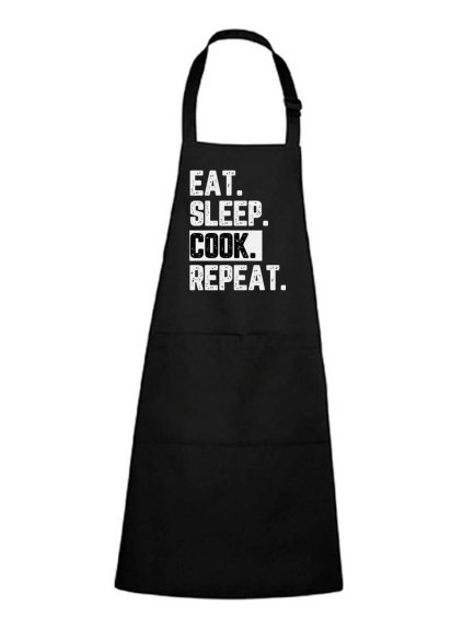 zástěra sleep cook repeat černá