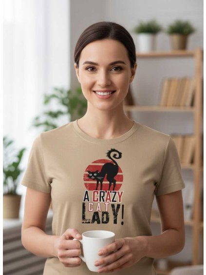 Dobrý triko dámské tričko Crazy cat lady