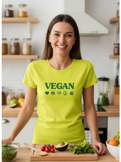 Dámské tričko vegan symboly