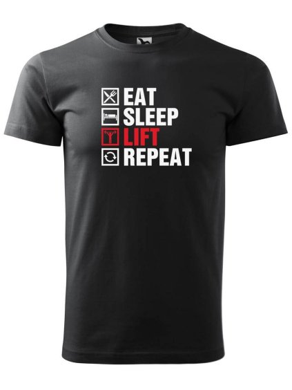 5721 7 panske tricko s potiskem eat sleep lift