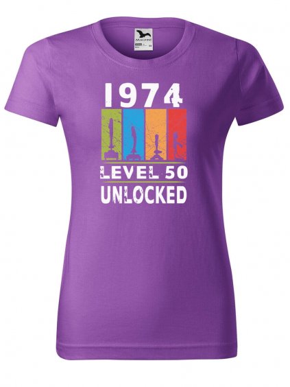 Dámské tričko s potiskem Level 50 unlocked