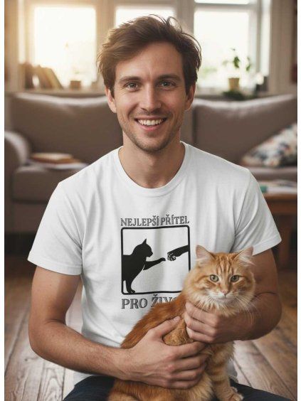 Pánské tričko nejlepší přítel kočka