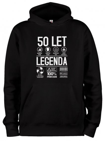 Mikina s potiskem a kapucí 50 let legenda symboly