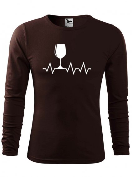 Pánské bavlněné triko Tep srdce víno