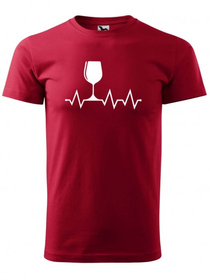 Pánské tričko s potiskem Tep srdce víno