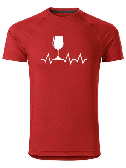 6450 3 panske funkcni tricko s potiskem tep srdce vino