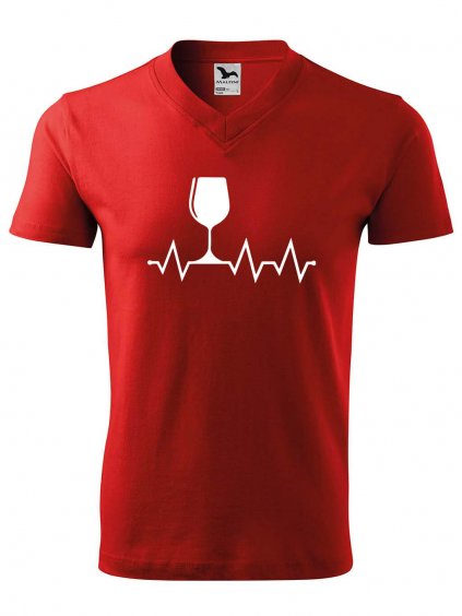Pánské V tričko s potiskem Tep srdce víno