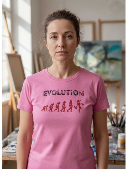 Dobrý triko dámské tričko s potiskem evoluce ženy