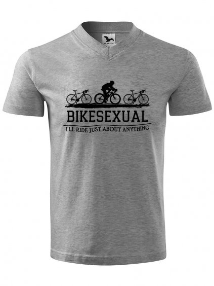 Pánské V tričko s potiskem Bikesexual
