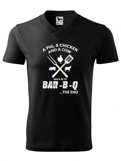 Pánské V tričko s potiskem BAR-B-Q