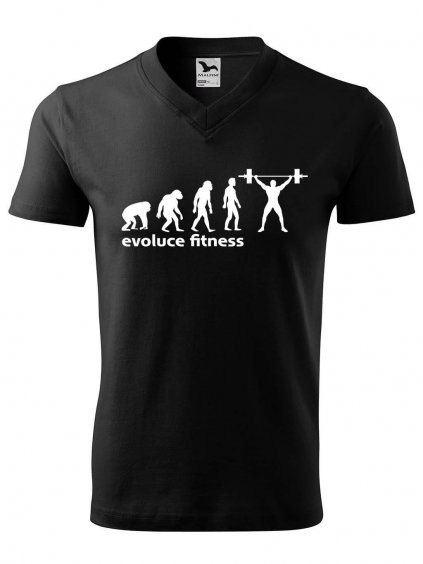 Pánské V tričko s potiskem Evoluce fitness