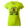 Dámské tričko s potiskem Coffee and cat