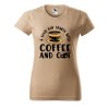 Dámské tričko s potiskem Coffee and cat