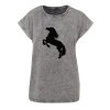 Dámské tričko Acid wash Kůň (Barva trička Acid wash Tmavě šedá, Velikost trička XS)